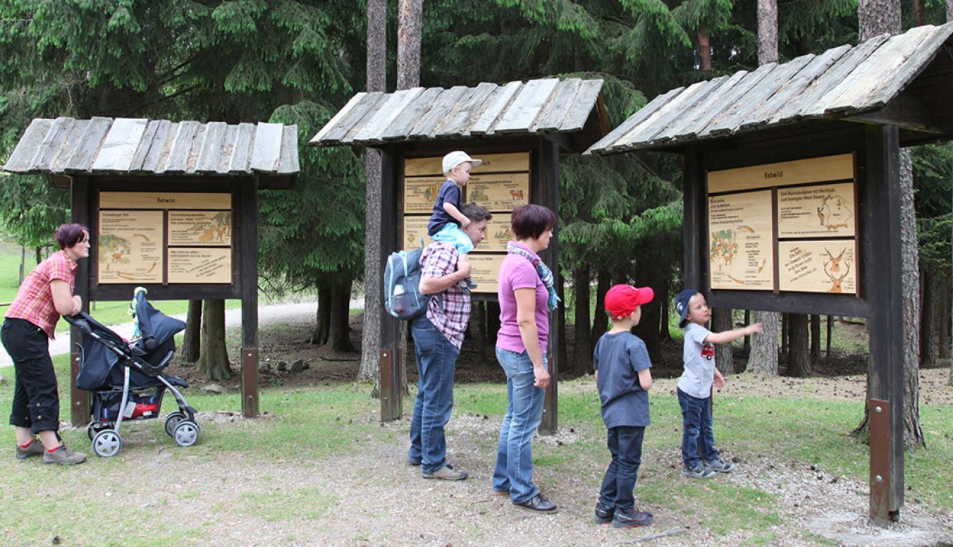 Schilder am Waldlehrpfad